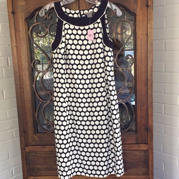 NWT Ann Taylor blue white polkadot dress - Picture 1 of 5